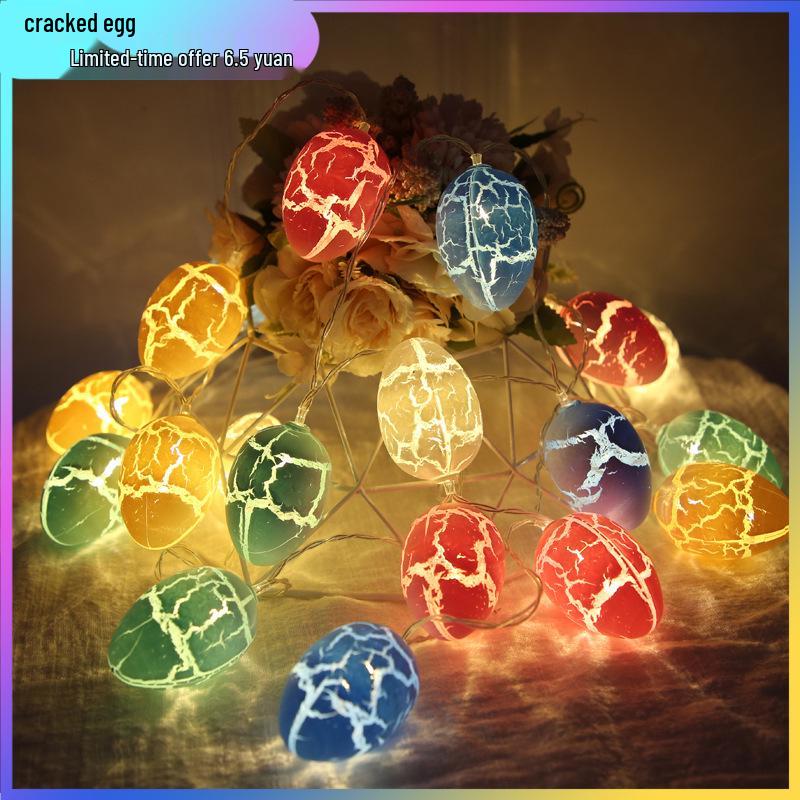 Rechargeable LED Crackle Color Egg String Lights for Holiday and Easter Decoration