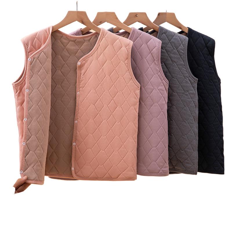 Women's Plus Size Velvet Fleece-lined Vest: Warm Sleeveless Jacket for Autumn/Winter School Uniform