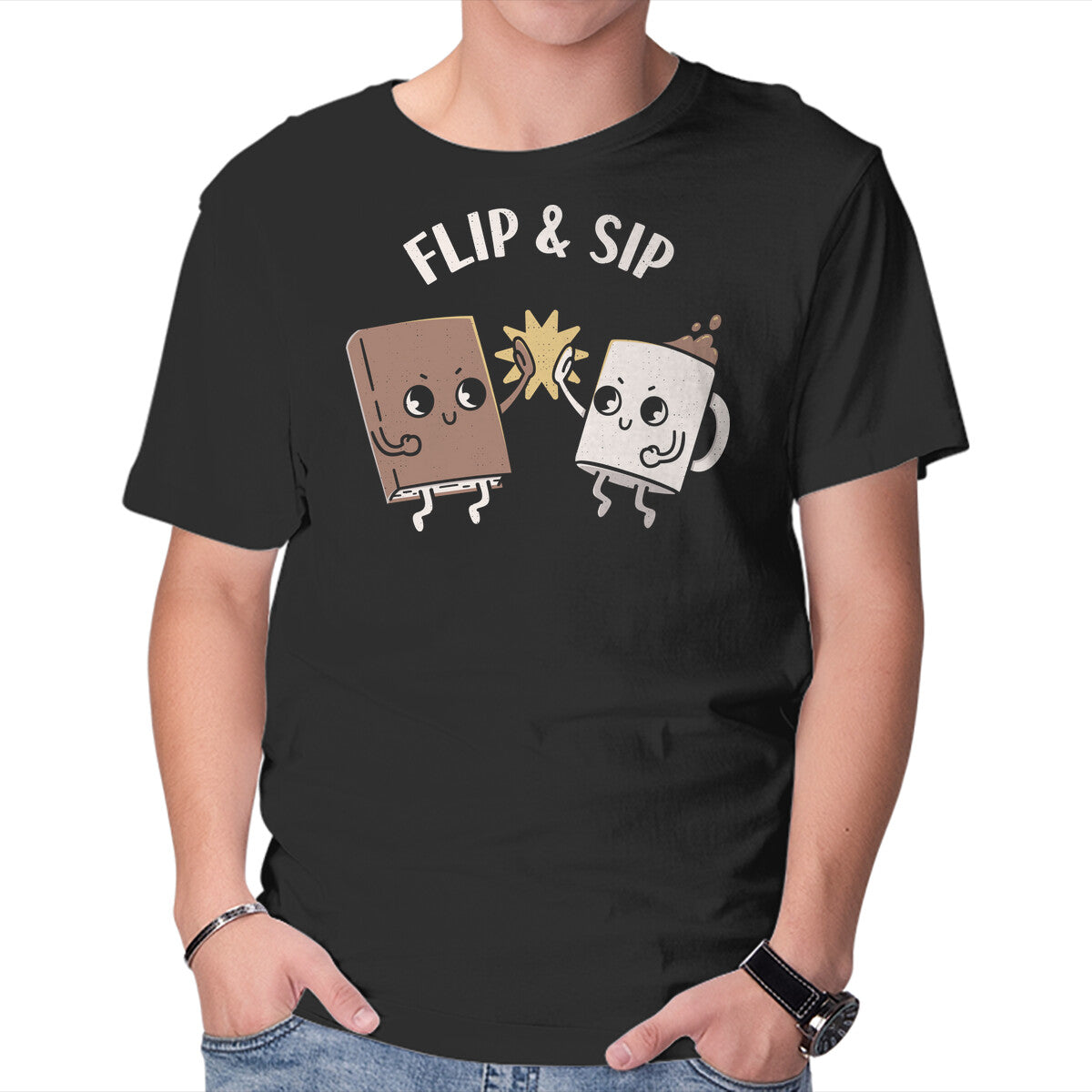 Unisex Crew Neck T-Shirt Flip And Sip Graphic Short Sleeve Casual Tee XXXL