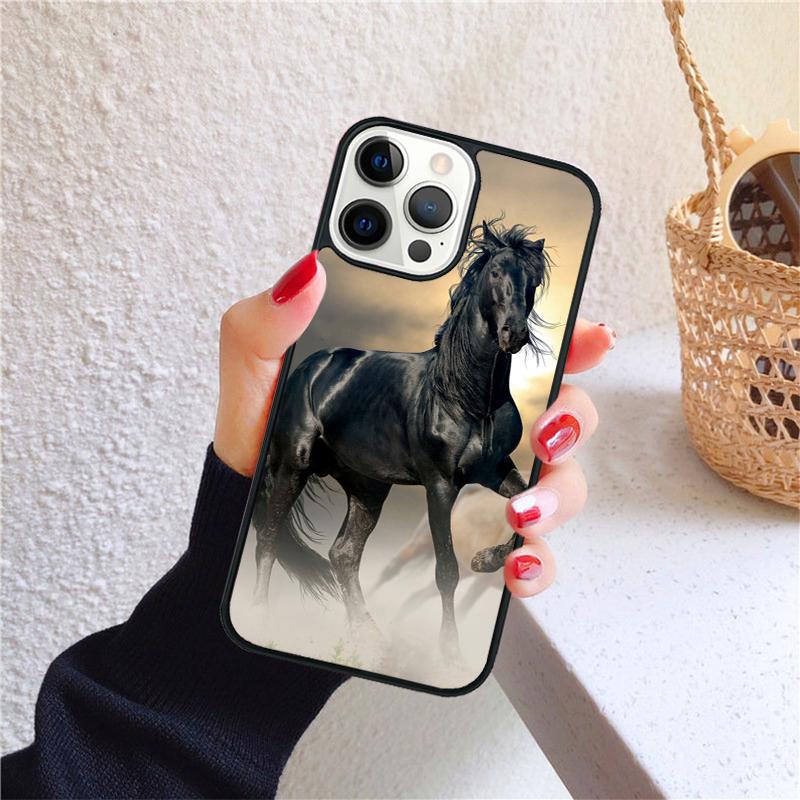 The Running Black Quarter Horse Phone Case for iPhone 17 Air 16 PRO MAX 15 14 PLUS 12 11 13 Cover Fundas Shell Coque