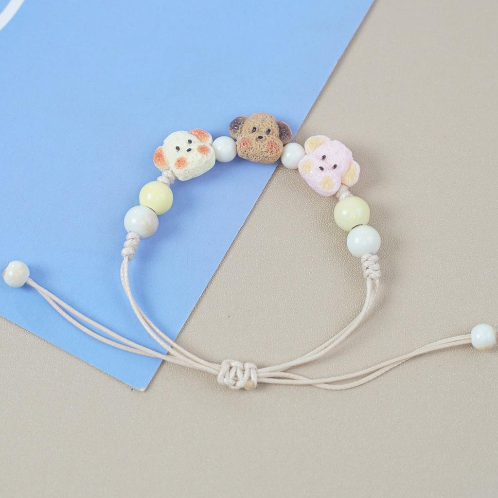 Distinctive Ceramic Dog Bracelet Handwoven String Bracelet Fashion Wrist Jewelry for Cartoon Style and Gift Giving