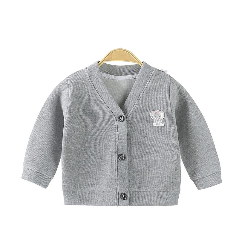 

Men Women Baby Jacket Cotton V-neck Cartoon Cloth Stickers Single-breasted Cardigan Bottoming size 72,3-6month сірий колір