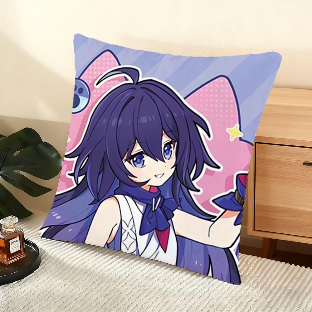 Chibi Cute Honkai Star Rail Cushion Cover Soft Short Plush Pillow Cover Smooth Cozy Texture Aesthetic Cushion Case Home Decor