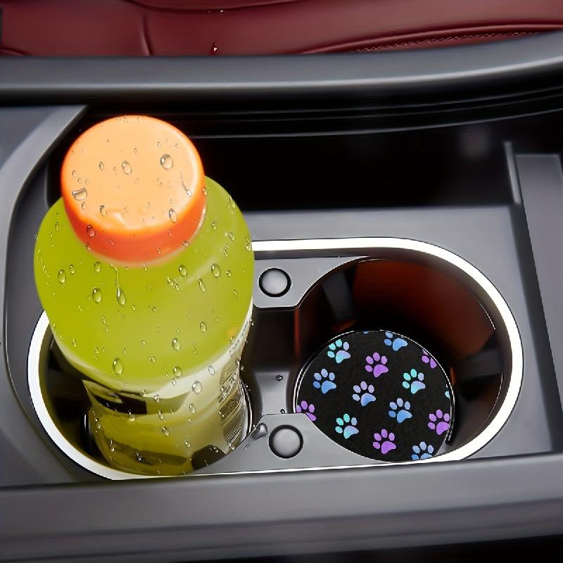 2pcs Blue Purple Multicolor Paw Absorbent Car Cup Holder Coasters, Car Interior Accessories For Women & Men, Cup Coasters For Car Vehicles & Home Desk