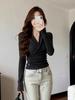 Women's Spicy Girl V-Neck Ruched Long-Sleeve Slimming Winter Top