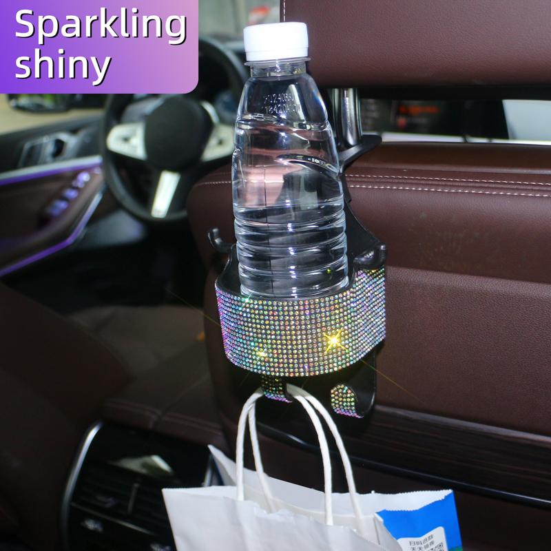 Diamond Crystal Car Seat Headrest Hook Hanger Storage Organizer Universal with Cup Holder for Handbag Bling Car Accessories