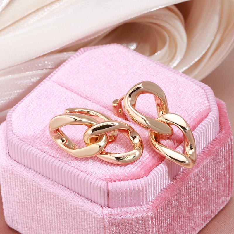 Kinel Simple Rose Gold Color Thick Chain Earrings For Women Vintage Glossy Jewelry