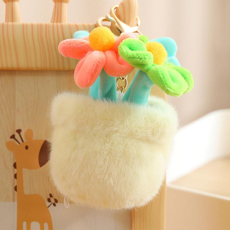 Girl Holding Bouquet Doll Plush Toy Flower Pot Bouquet Pendant Girl Bag Keychain Doll