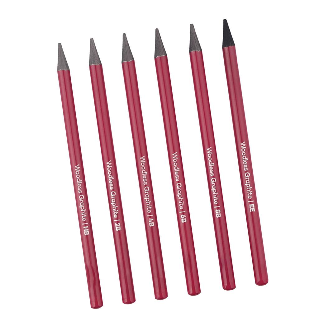 6 PCS Graphite Pencil Set HB 2B 4B 6B 8B EE Professional Woodless Graphite Pencils for Drawing Sketching Shading