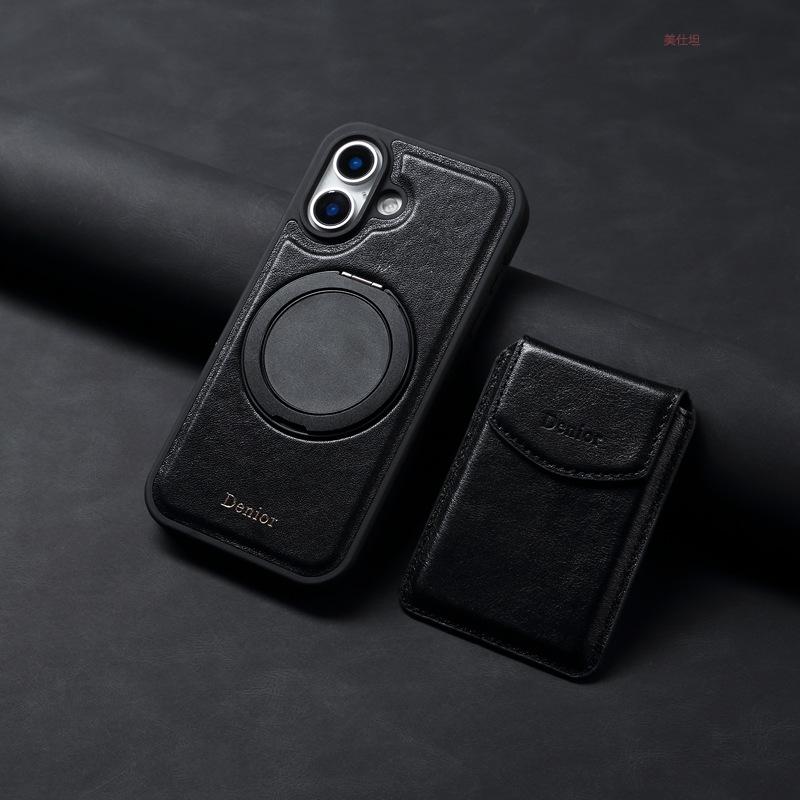 Suitable for Apple 16promax Phone Case Rotating Magnetic Card Holder, IPhone15 Anti-drop Business Leather Case