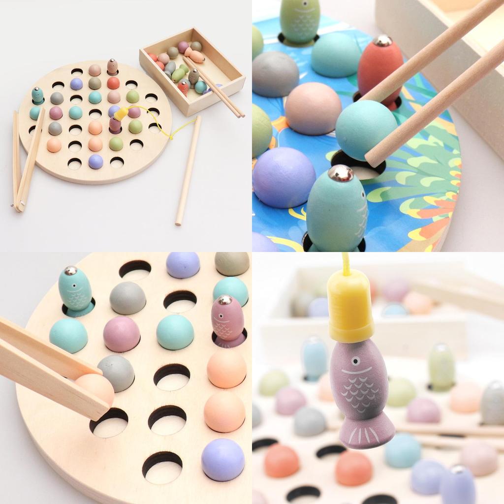 Magnetic Fishing Puzzle For Kids Ages 3 To 6 Wooden Educational Game For Focus And Skill Development