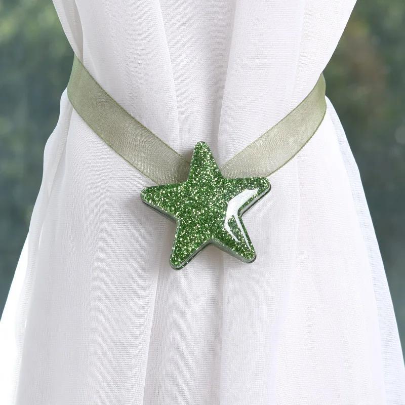 1Pc Magnetic Pentagram Curtain Tie Rope Tieback Accessoires Backs Holdbacks Buckle Clips Holder Home Decor Curtain Ring