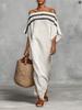 2026 new European and American independent station women's stand-up collar striped casual loose dress
