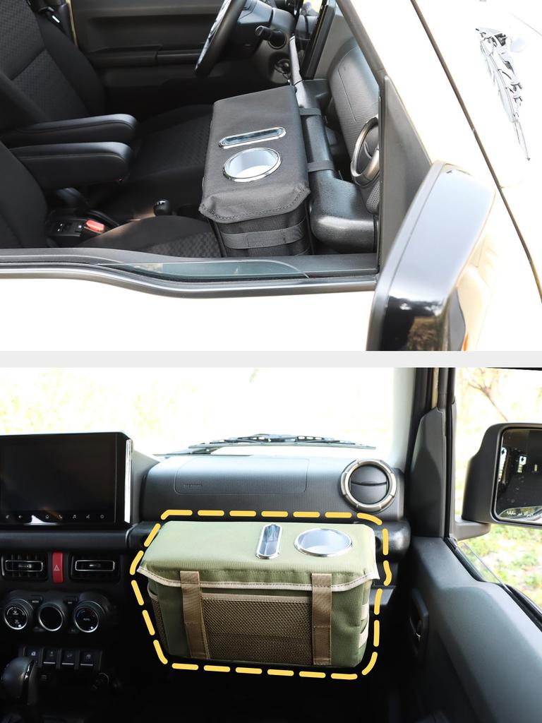 Passenger Seat Storage Box for the New Suzuki Jimny Jimny Sierra and Jimny Nomad Includes Drink Cup and Tray JB64, JB74, JC74, Holder, Holder, (Black)