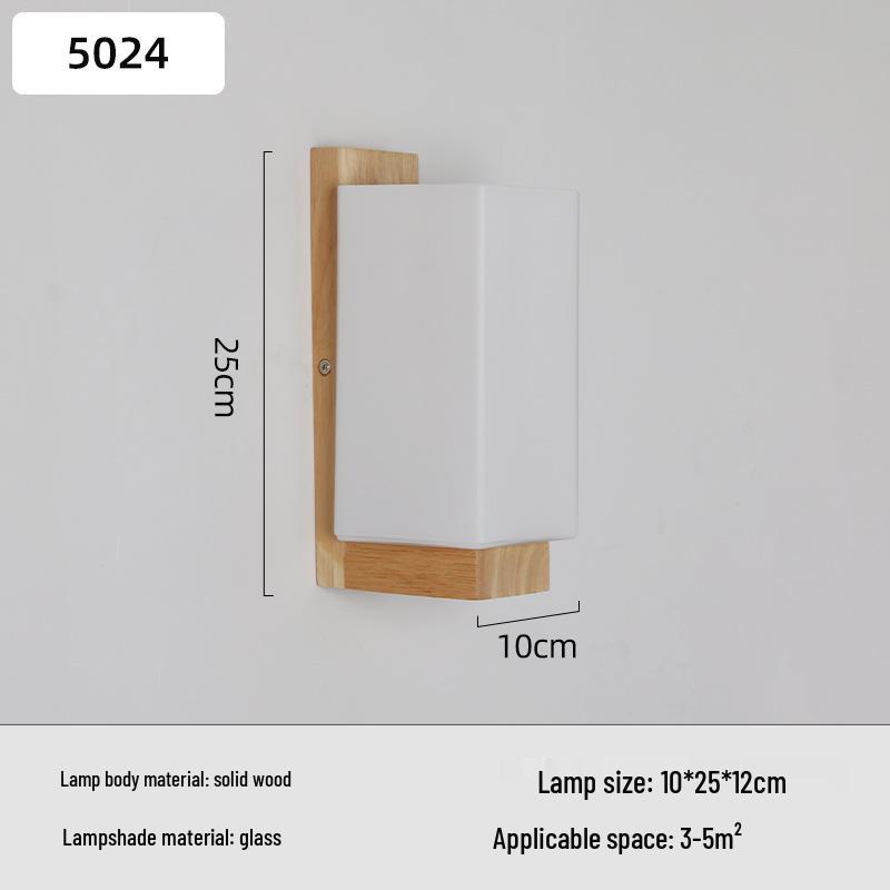 Solid Wood Glass Wall Lamp for Bedroom, Living Room, or Study - Chinese Art and European Style