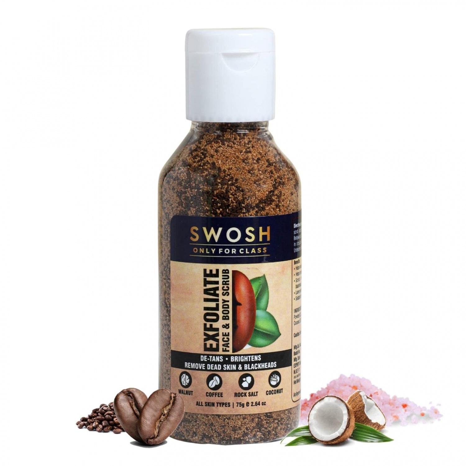 Кофейный скраб для лица и тела (75 г), Exfoliate Face & Body Scrub,  Swosh