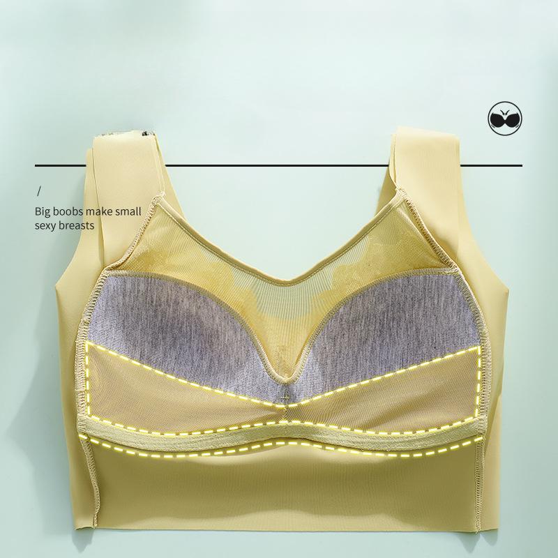 Spring and Summer Oversized Lace Seamless Lingerie for Women Ice Thin Fixed One-piece Beautiful Back Bra for Women