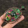 Ruby Zoisite, Emerald Natural Lab-Created Copper Wire Wrap Pendant 3.62" b9t60