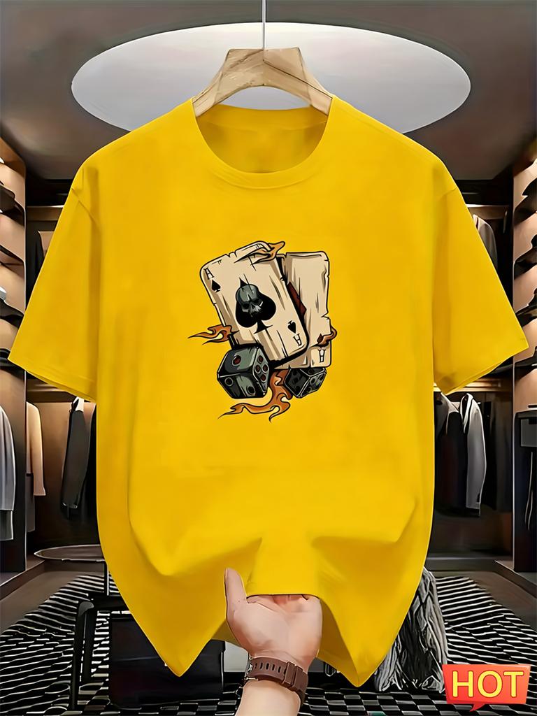 Simple Poker Dice Graphic T Shirts For Men Fashion Trendy Short Sleeve 3D Printed Tshirts Cool Oversized Streetwear Tees Tops