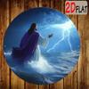 Vintage Round Metal Sign Lightning Ocean Wall Art Religious Home Decor Die Cut Plaque