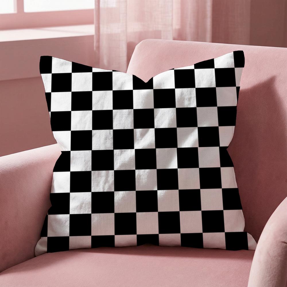 Checkerboard Cushion Cover MultiScene Pillow Cover for Home Car Reversible Soft Durable for Daily Use