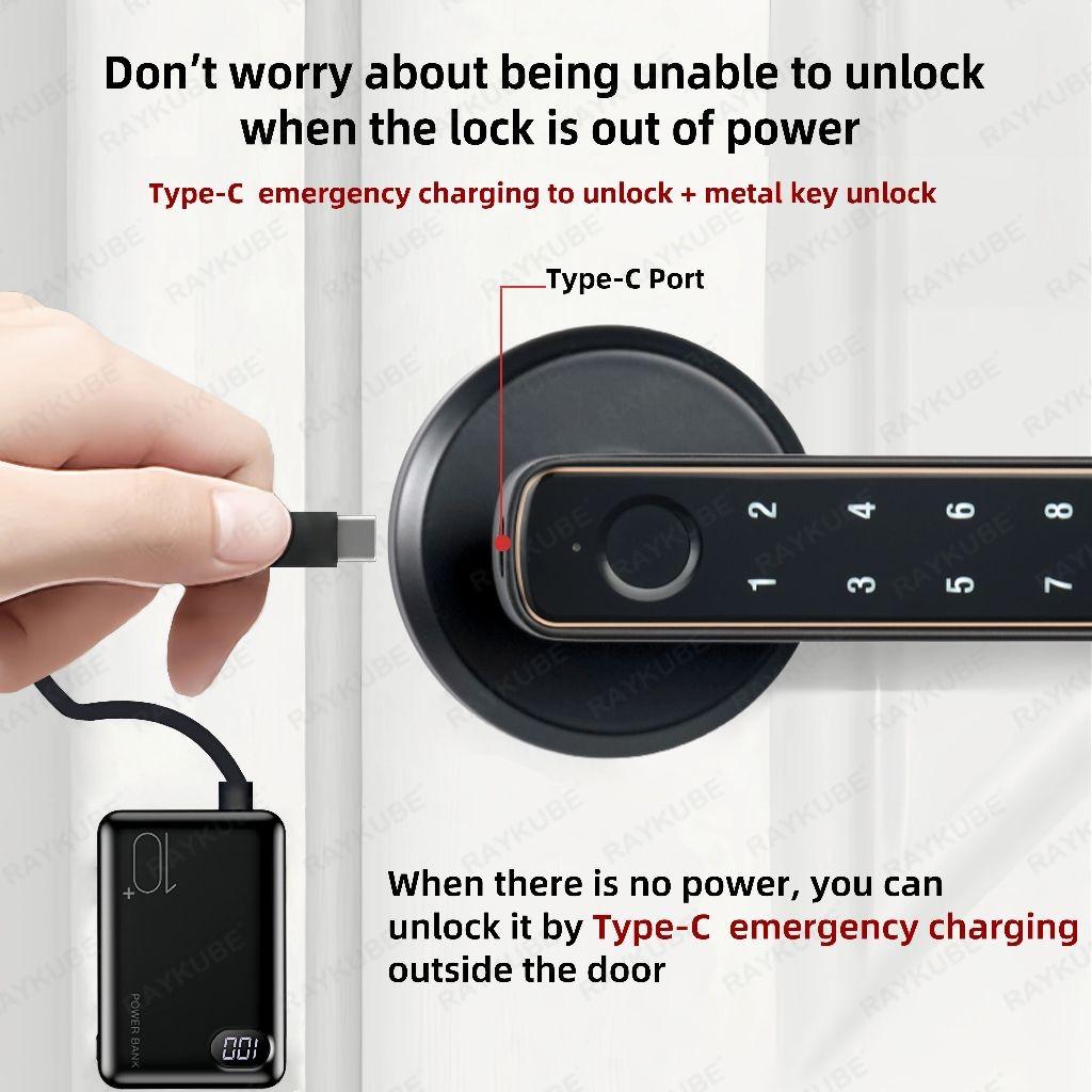 Tuya Digital Fingerprint Door Lock 5-in-1 Smart Door Handle Lock Bedroom APP Remote Unlock Electronic Lock