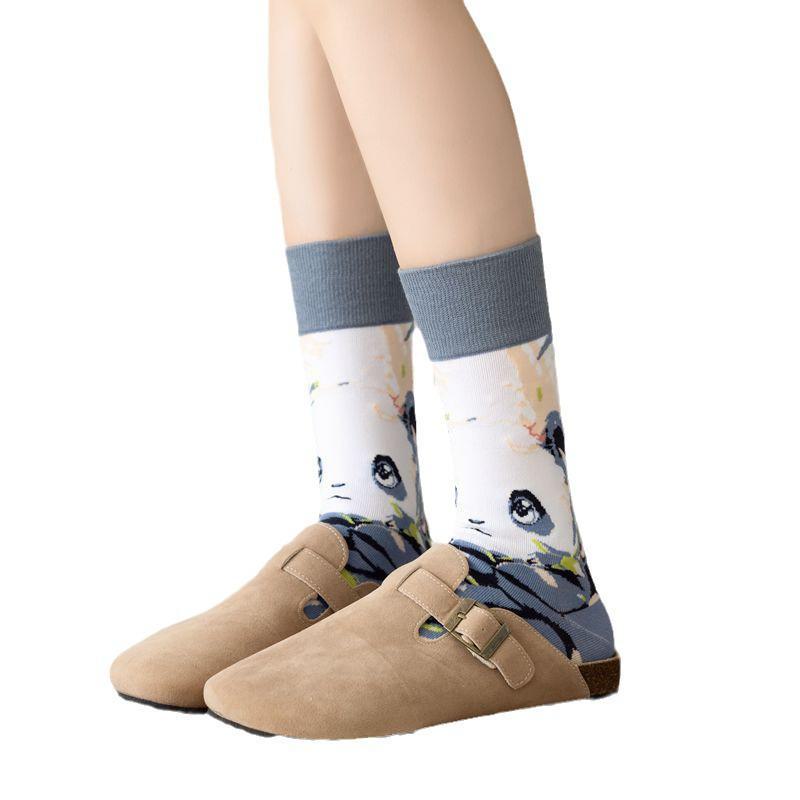 Women's Trendy Autumn Mid-Tube Socks - Cartoon Animal Designs (Panda, Deer, Cat)