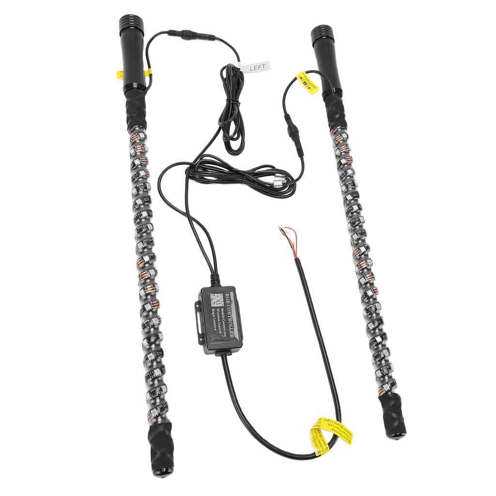 2pcs RGB LED Whip Lights 0.6m with APP Remote Control Music Antenna Whip Light for UTV ATV Offroad Truck