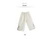 Tide Women's Spring Elastic Waist Cotton Linen Straight Leg Pants with Retro Embroidery
