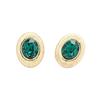 Medieval Style Old Brushed Craft Frosted Gold Oval Earrings Green Crystal Geometric Versatile Silver Needle Stud Earrings Girl