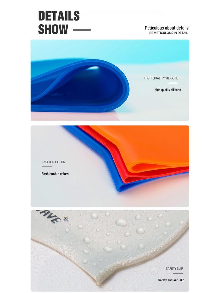 Colorful Silicone Swim Cap for Men & Women – Enlarged, Thickened, Waterproof for Long Hair