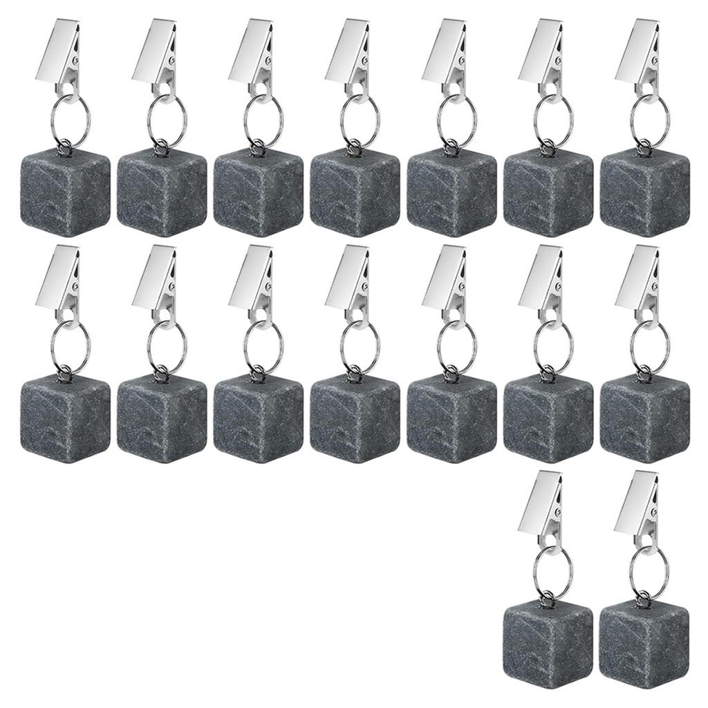 BHBL 16PCS Tablecloth Weights with Metal Clip, Cube Table Covers Pendant Stones, Marble Table Cloth Weights for Decoration