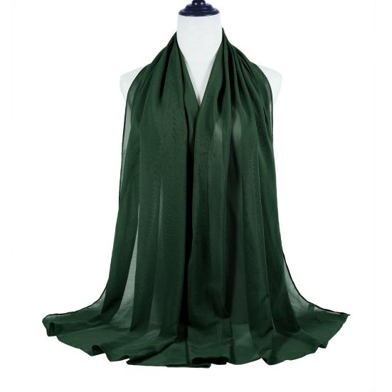 

Женский платок на голову, однотонный, блестящий, жатый, шифоновый платок, дышащая накидка, тюрбан темно-зеленого