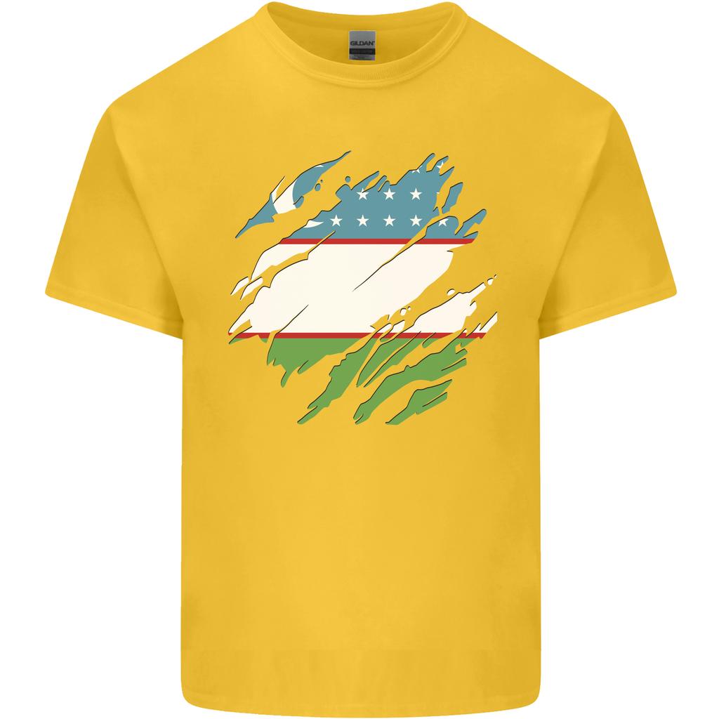 Torn Uzbekistan Flag Uzbek Day Football Unisexs Light Cotton TShirt