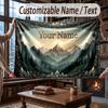 Mountain Landscape Theme Throw Blanket Custom Name Text Personalized Blanket Soft Cozy Blanket for Home Sofa Bed