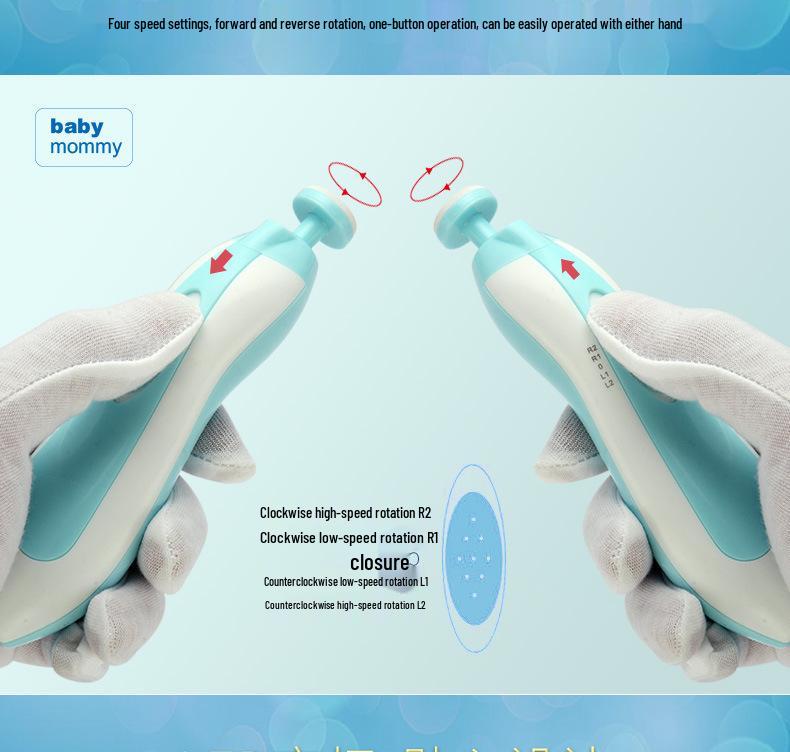 6-in-1 Multi-Head Baby Electric Nail Grinder & Anti-Pinch Clippers Set