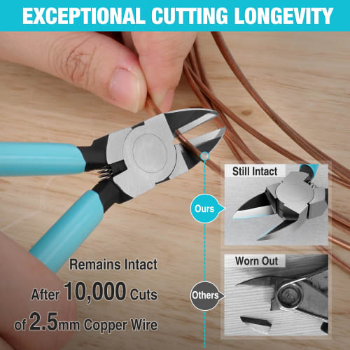 DURATECH Plastic Nippers, Small, Thin Blade, 130mm, Diagonal Pliers for Cutting Wire, Mild Steel, and Copper Wire, DIY Crafts, Stripping Coating, Plas