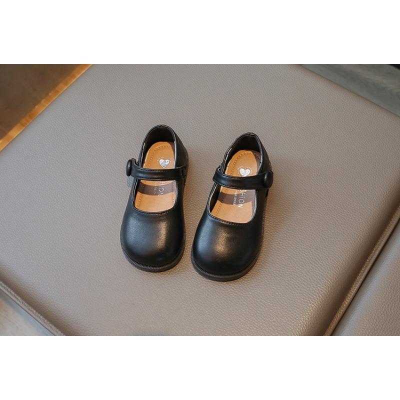 Fashion Little Girls Solid Color British Style Soft Sole Non Slip Leather Shoes