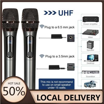 SG Stock Dual Handheld Wireless Microphone Dynamic Karaoke Microphone with Rechargeable Receiver for Wedding Party
