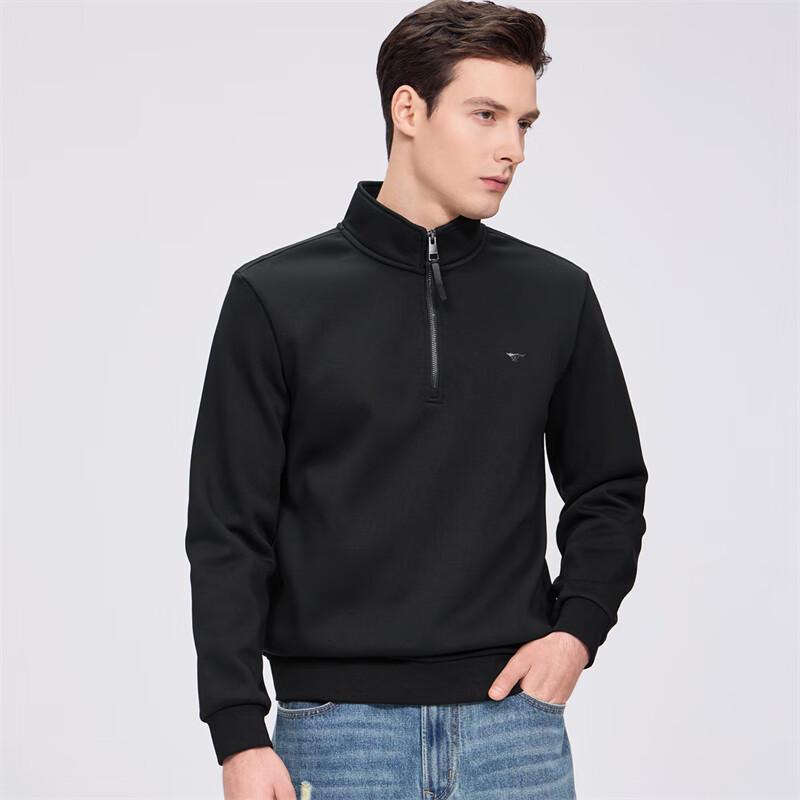 Qipilong Men's 7A Antibacterial Fleece-lined Stand Collar Zipper Sweatshirt