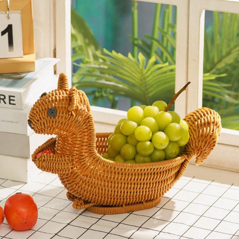 Mehrere Stile Imitation Rattan Obstteller Mehrzweck Brotdisplay Aufbewahrung Rattan Gewebtes Tee Tablett Retro Gewebt Tierstil