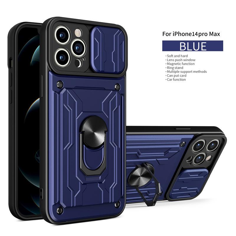Suitable for IPhone17Pro Max Lijia Window Push Mobile Phone Case Apple 12 Magnetic Ring Anti-drop Protective Case