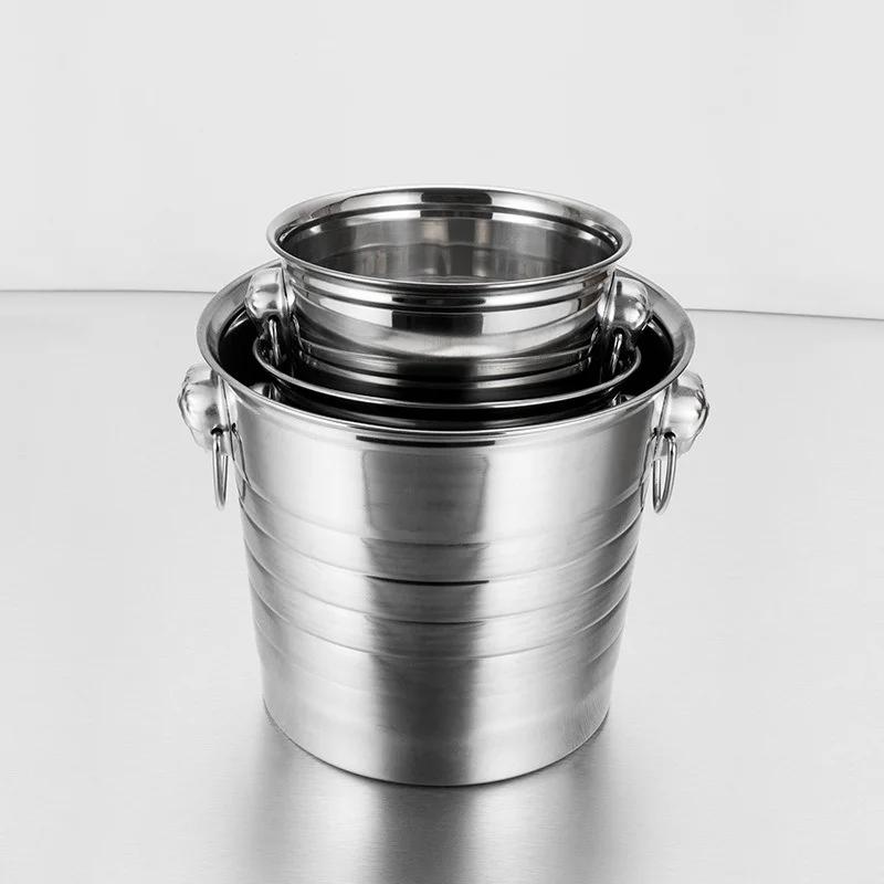 1/3/5L Stainless Steel Ice Bucket Champagne Wine Cooler Ice Maker Bucket For Bar Parties Chilling Beer Snack Bucket Container