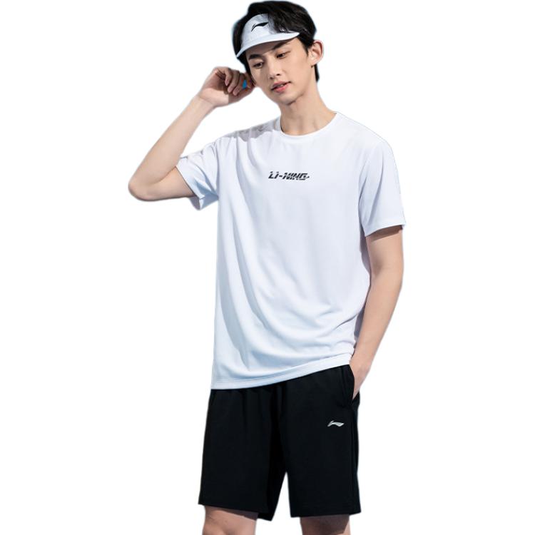 Li Ning Table Tennis Series Brand Print Moisture-Wicking Quick-Dry Cool Casual Sports Short Sleeve T-Shirt Unisex Tops White ATSV609-2