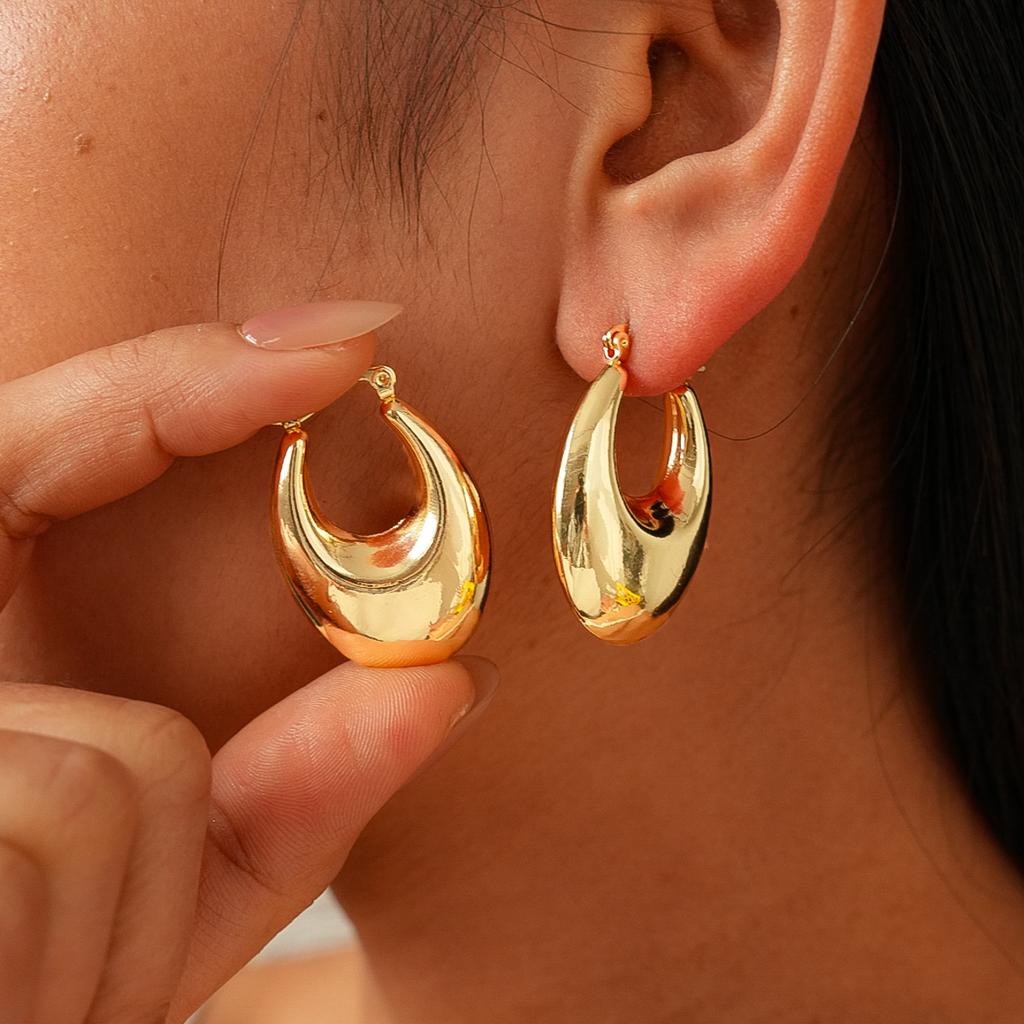 Glossy Oval Ear Buckles ins Simple Earrings Eco-Friendly Earrings