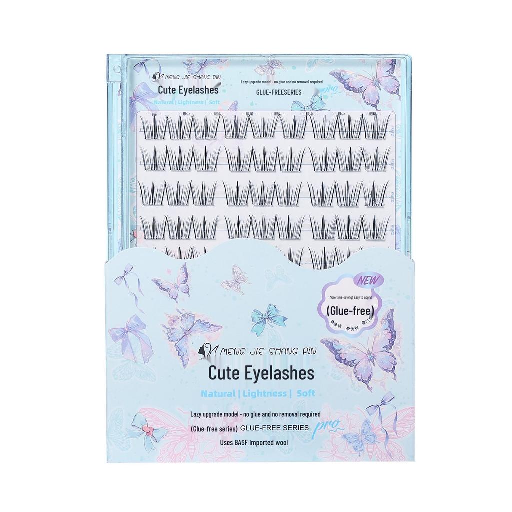 10 Rows Glue-Free Self-Adhesive Clear Ballet False Eyelashes - Natural Single Clusters for Easy Application and On-Camera Use