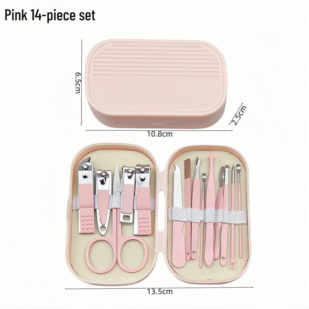 2025 Nail Care Set: 14-Piece Manicure Kit with Nail Clippers, Scissors, and Blackhead Needle