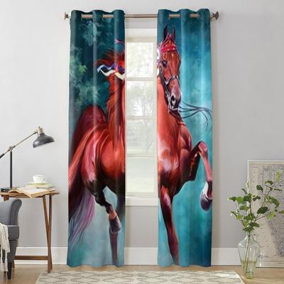 Bellissimo Dipinto di Cavallo Tende da Finestra per Soggiorno Lussuoso Decorazione Camera da Letto Tende Trattamenti per Finestre da Cucina Tende