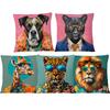 Bohemian Animal Head Human Body Poster Cushion Cover Giraffe Lion Camel Leopard Dog Zebra Print Pillow Case