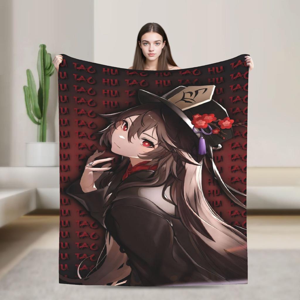 Genshin Impact Diluc Game Warm Soft Blanket Camping Plush Throw Blanket Graphic Bedroom Flannel Bedspread Sofa Bed Cover